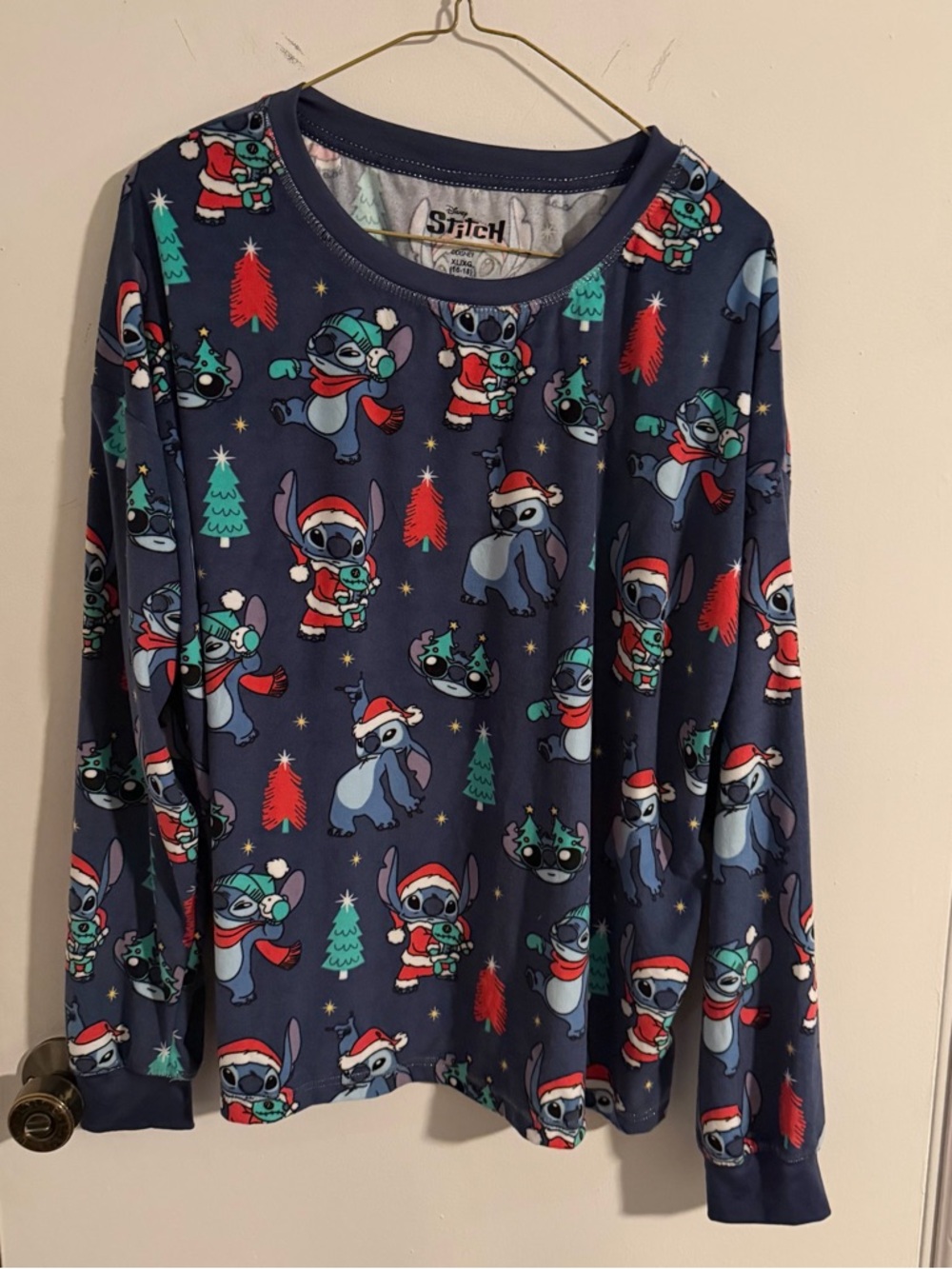 Women’s Blue Christmas Disney Stitch Pajamas Top